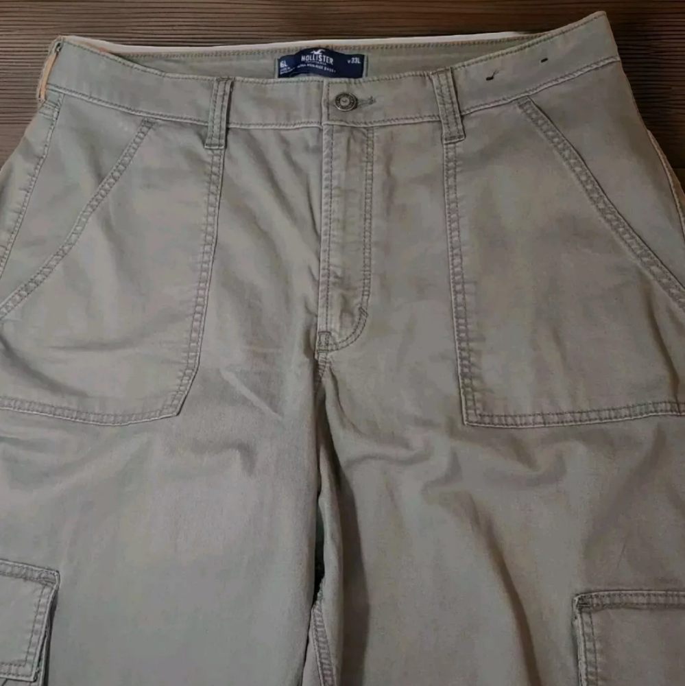 Hollister Ultra High Rise Baggy Dad Cargo Pants Woman 16 Long Drab Green Grunge - Picture 5 of 8